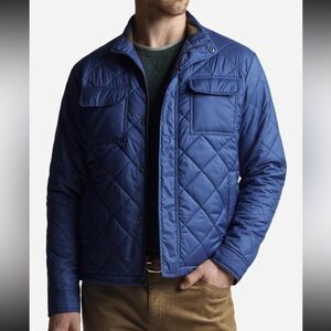 Peter Millar Men's Atlantic Blue Norfolk Quilted Full Zip Bomber Jacket Large